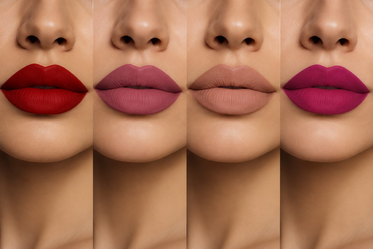 Lips in Mauve, Red, Beige & Magenta Matte